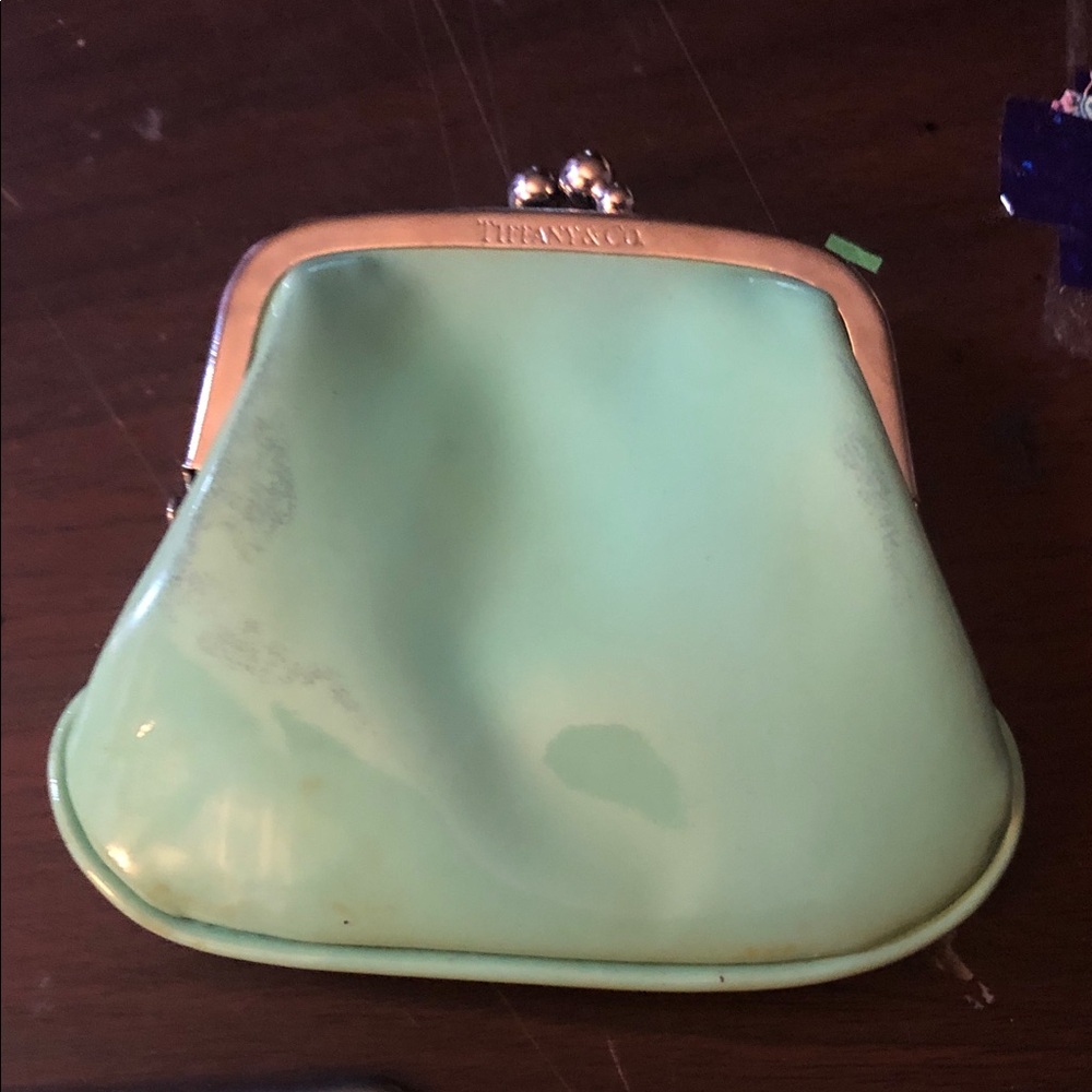 Tiffany & Co. Light Green Leather Kiss-Lock Coin Purse